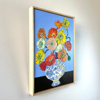 Poppies on Blue Background