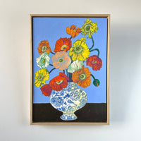 Poppies on Blue Background