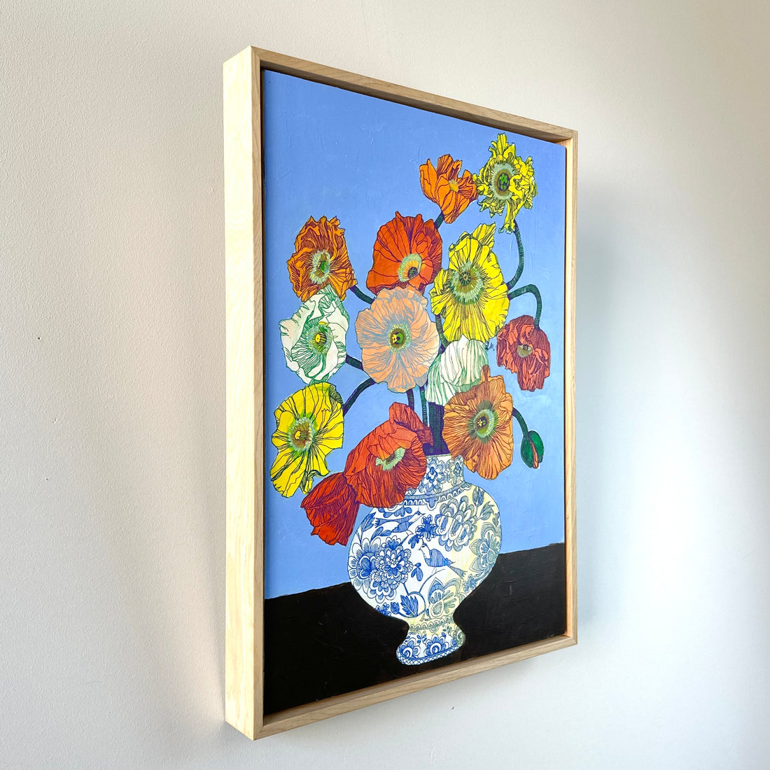 Poppies on Blue Background